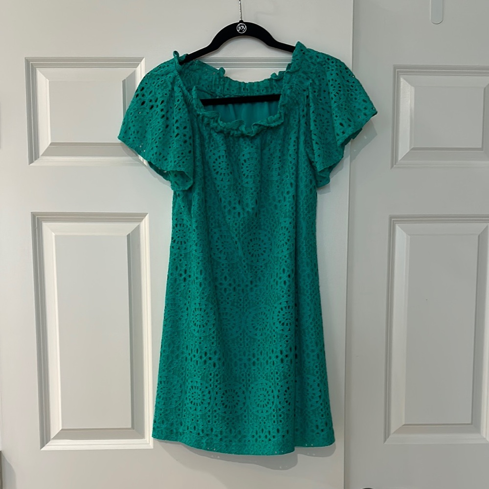 Elegant Green Eyelet Dress